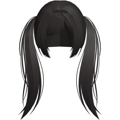 messy dark brown long pigtails hair moe girl  Roblox item