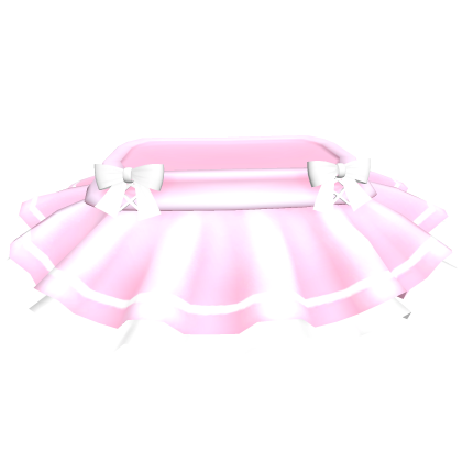 Cute Mini Ruffle Skirt w Bows Pink White Roblox