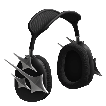 Black Y2K Over-Ear Silver Cyber Star Headphones Roblox item