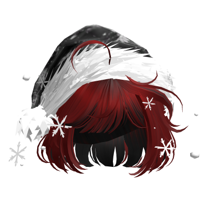 Christmas Cute Hair w/Santa Hat (Red&Black) Roblox item