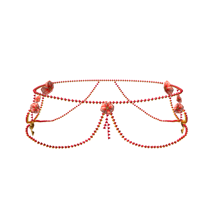 Coral Red Crystal Charm Waist Chain