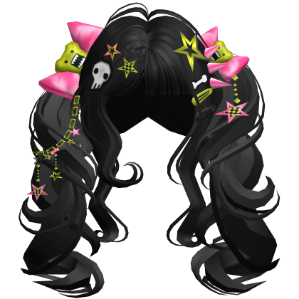 ♡ Scene Fluffy Gyaru Pigtails (Black)
