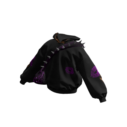 Baggy Y2K Hoodie w/ Leopard Bag (Black&Purple)