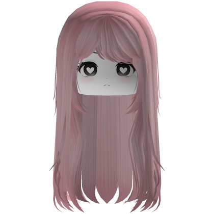 Pink Straight Hair w/ Cute Anime Girl Face Roblox item