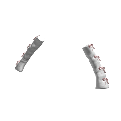 Coquette Ribbon Knitted Arm Warmers White Pink