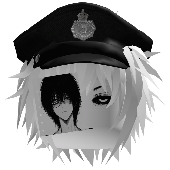 Vkei Emo Moe White Hair With Police Hat Anime