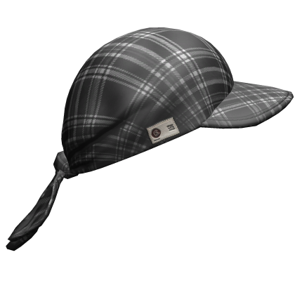 2000s Black Plaid Tied Headscarf w/ Baseball Cap