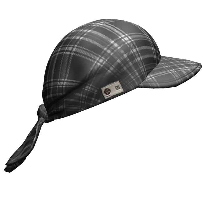 2000s Black Plaid Tied Headscarf w/ Baseball Cap