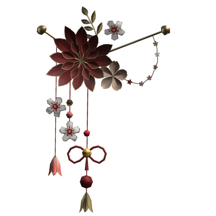 Red & Gold Lotus Japanese Flower Hairclip