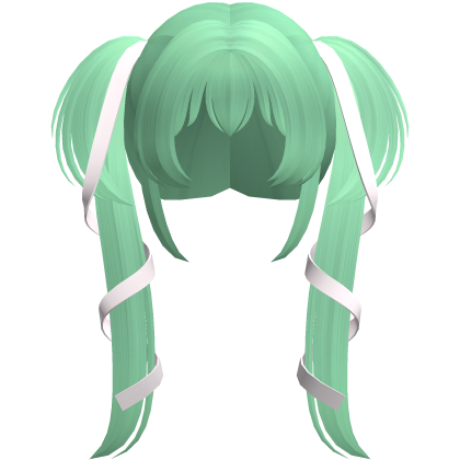 green dolly ribbon laced long pigtails
