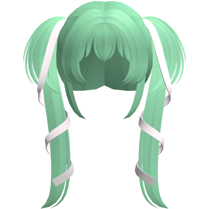 green dolly ribbon laced long pigtails