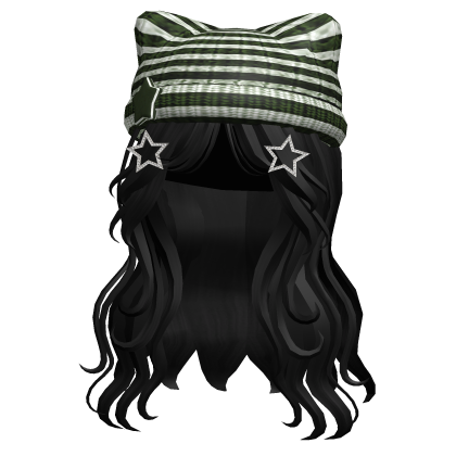 Y2K Layered Black Wolfcut altgirl Knitted Beanie Roblox item