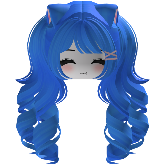 Cute hair emo Y2K cat-ear braids (Blue)