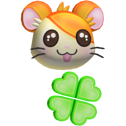 🍀 kawaii hamtaro hamster clover hair clip