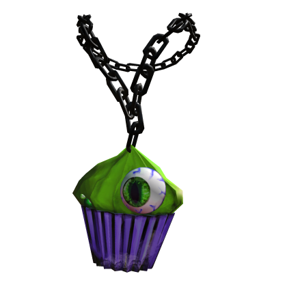purple green creepy cute cupcake necklace