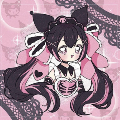Kawaii | Anime girl | Black and Pink Roblox decal