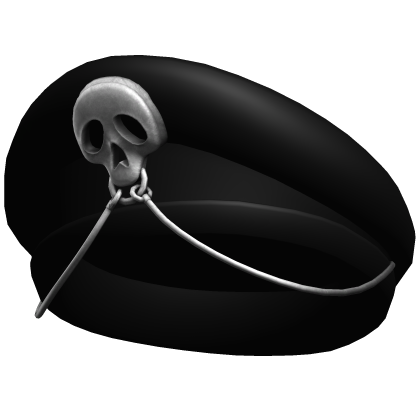 matte black skull chain cadet cap