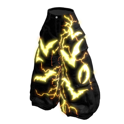 GLOWING Yellow Thunder Emissive Black Baggy Jeans