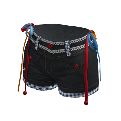 Lace-Up-Denim-Shorts-Checkered - ZN