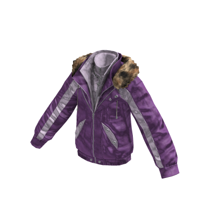 Y2K Fur Hooded Biker Jacket (Purple) thumbnail