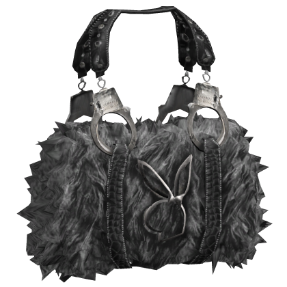 Fluffy Grey Leather Fur McBling Bunny Handcuff Bag thumbnail