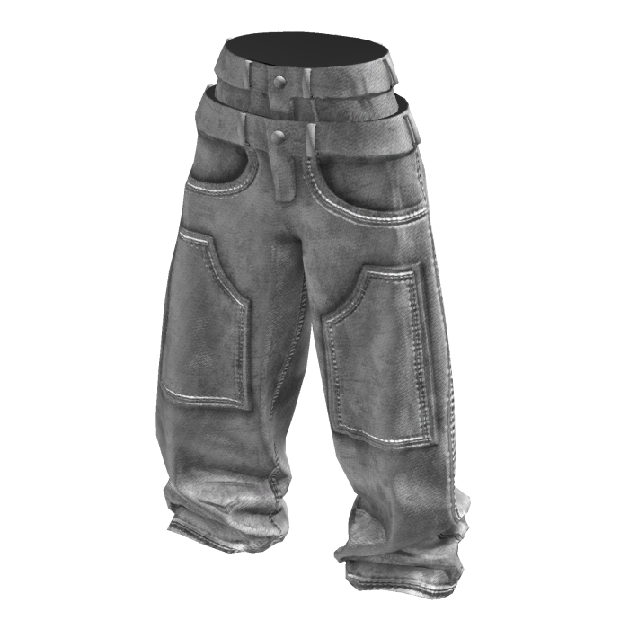 White Baggy Washed Grunge Double Waist Jeans