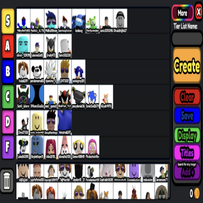 Tier list Roblox decal