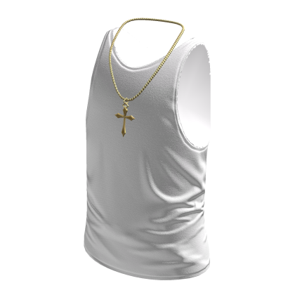 White Tank Top w/ Gold Cross Necklace thumbnail