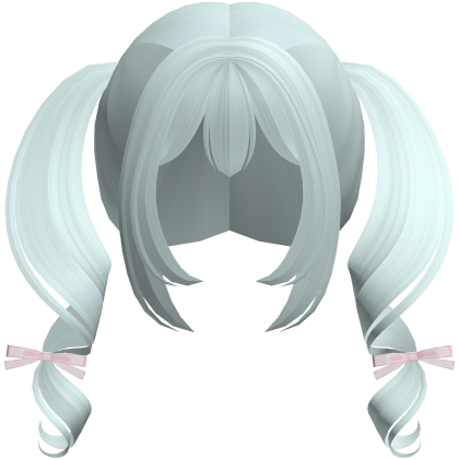 teal kawaii playful swirly pigtails w bows