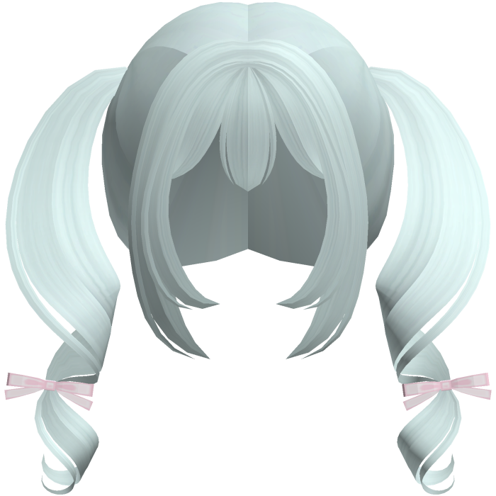 teal kawaii playful swirly pigtails w bows