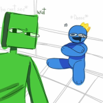 blue Rainbow friend Green rainbow friend