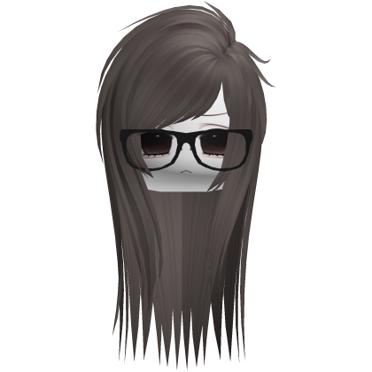 Emo Moe Brown Long Scene Hair /w Glasses