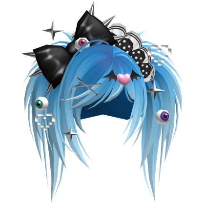 Pastel Goth Punk Pigtails in Icy Blue