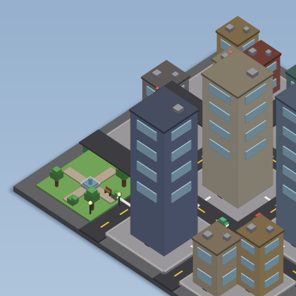 Low Poly Modular City Blocks Map Kit Roads preview 3