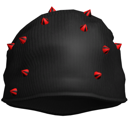 Black + Red Pierced Spiky Oversized Emo Beanie 5.