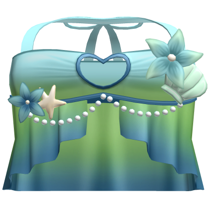 . ‿ ♡ cute teal ombre tropical top ⊹ . ୨୧