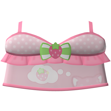 kawaii strawberry custard cat ruffled top