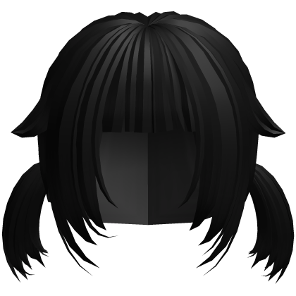 messy cute short moe pigtails in black Roblox item