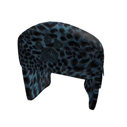 Dark Blue Grunge Y2K Leopard Ushanka