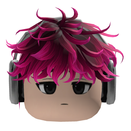 Y2K Hot Pink Hair with Headphones Emo Roblox item