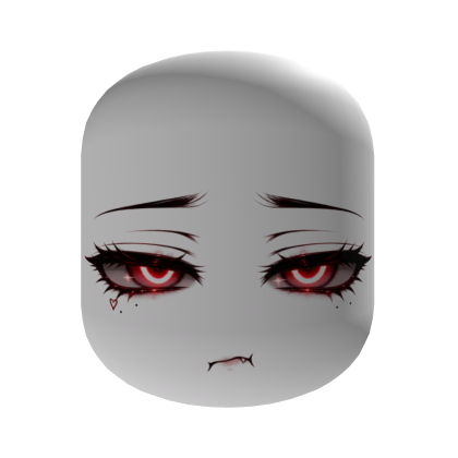 
Cute Fangs Anime Face With Red Glowing Eyes