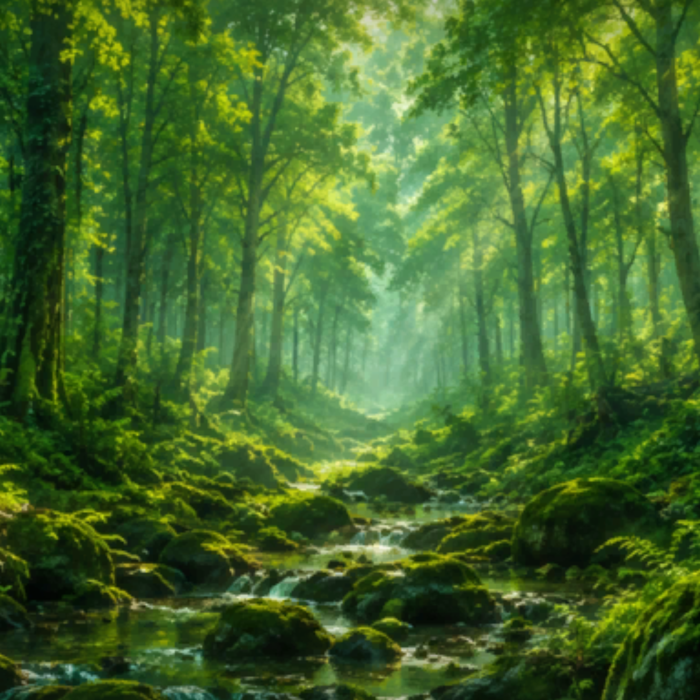 Lush Enchanted Forest Background Green