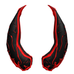Majestic obsidian horns shimmering ruby