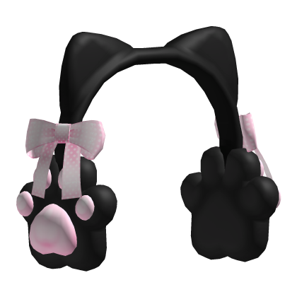 ♡ cute cat bow earmuffs kawaii black