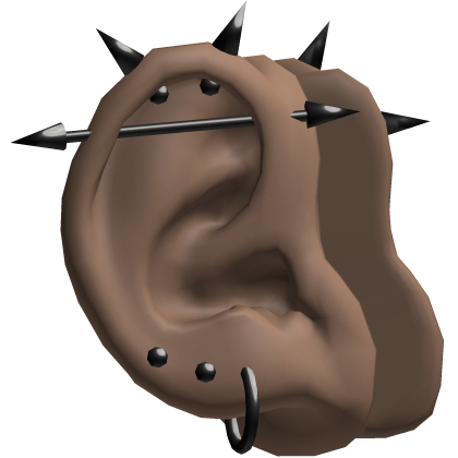 Brown Ears /w Punk Emo Spikes Black Earrings