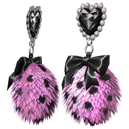Cute Gyaru Fluffy Polka Dot Earrings Pink Black