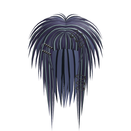 messy long gothic scene emo hair blue grey pastel Roblox item