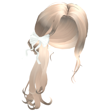 Messy Blonde Knotted Ponytail Hair w/ White Ribbon Roblox item