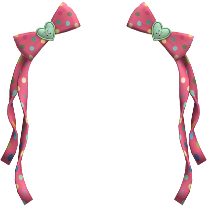 (16) Coral/Mint Green Polka Bows w Ribbons Roblox item