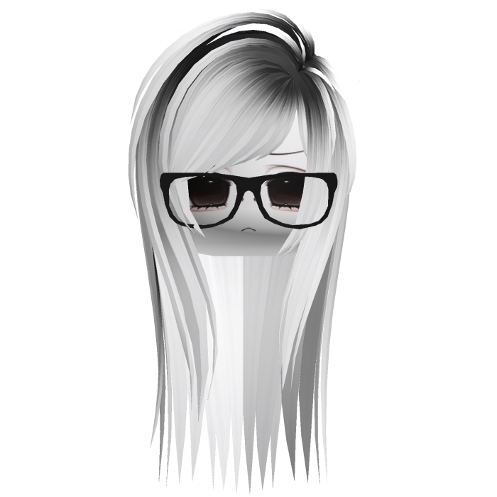Emo Moe White & Black Long Scene Hair /w Glasses